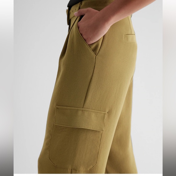 EXPRESS high Waisted Pleated Belted Utility Trouser Pants - Picture 2 of 9